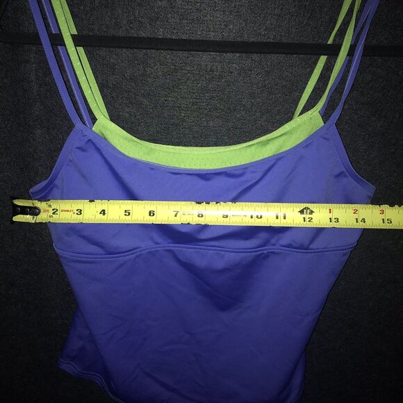 Mossimo Y2k 90s Two Tank Top Blue Lime Green Two Tone Vintage XL Rave Sleeveless - Picture 6 of 7